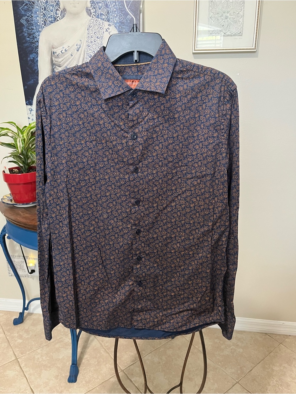Consequence Paisley Button Down Long Sleeve Dress Shirt - M